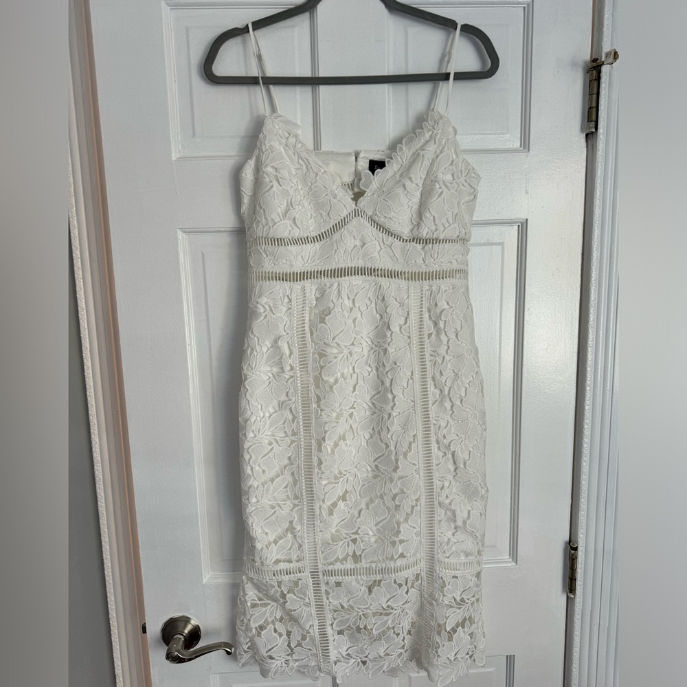 Midi White Lace Floral Dress